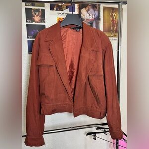 Andrea Jovine Brick Red Silk Cropped Jacket